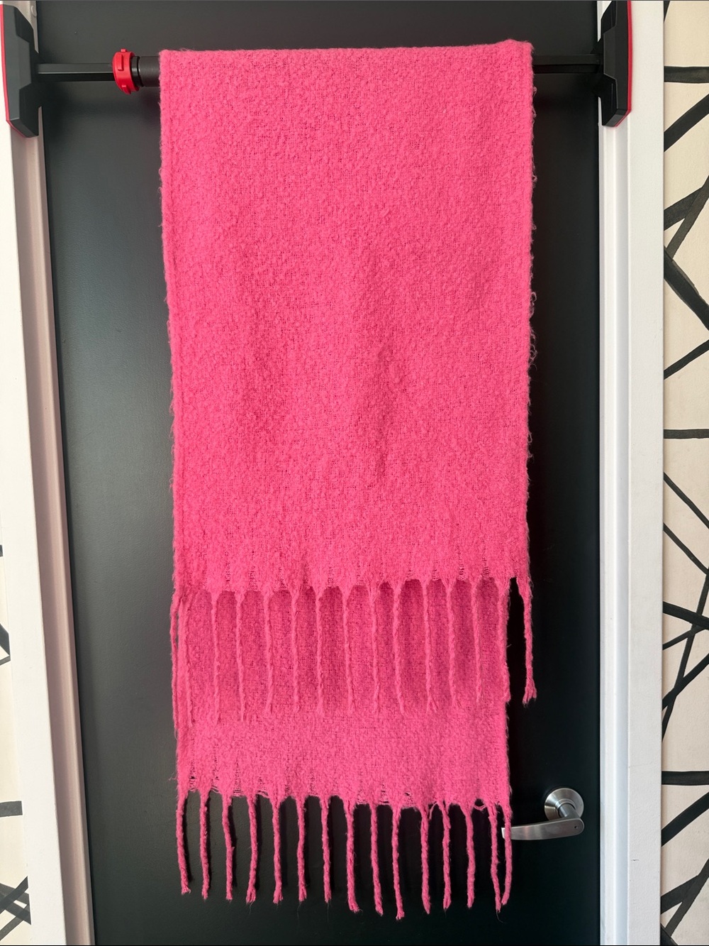 Anthropologie Hot Pink Fringe Throw